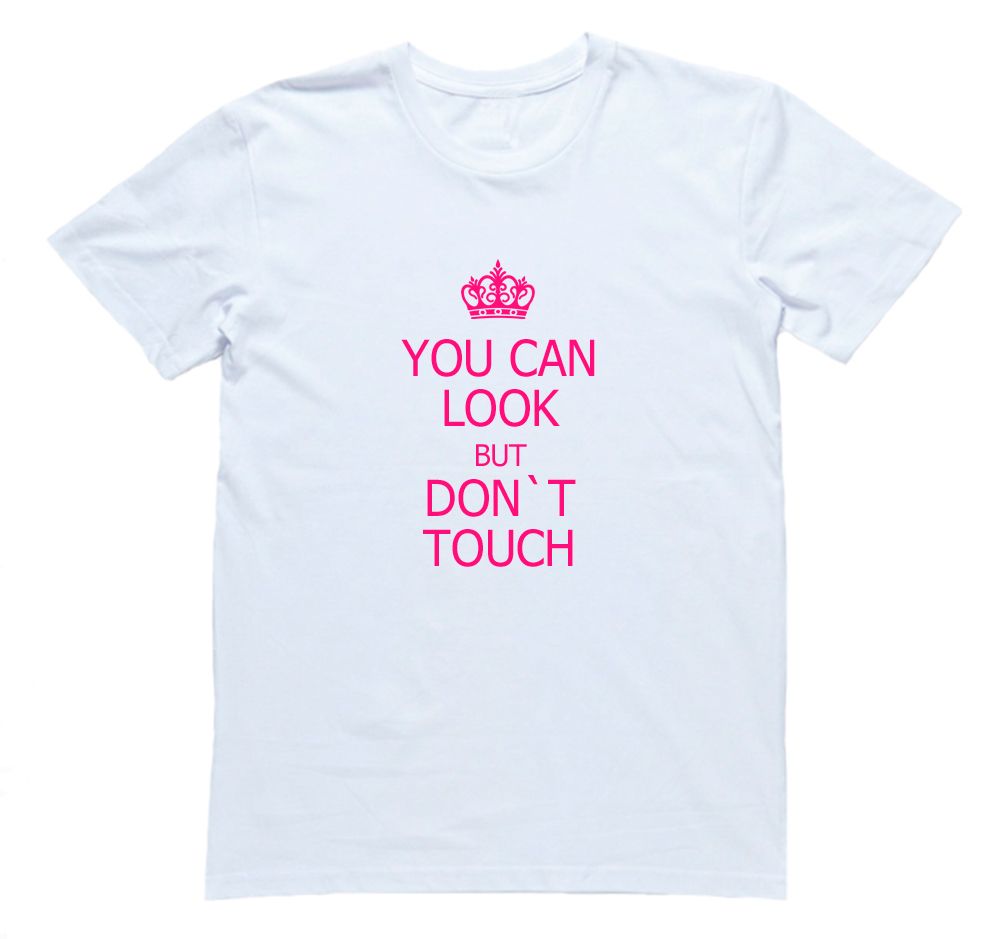 Футболка для беременных с надписью "You can look but don`t touch.
