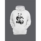 Толстовка женская с капюшоном с принтом Panda on panda / Модные худи с прикольной надписью