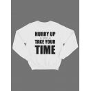 Крутая толстовка с оригинальной надписью Hurry up / Свитшот женский с принтом