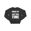 Крутая толстовка с оригинальной надписью Hurry up / Свитшот женский с принтом