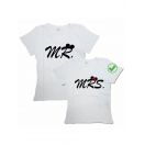 Парные футболки для влюбленных, для мужа и жены/для двоих с принтом Mr&Mrs