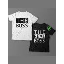 Парные футболки для мужа и жены, для парня и девушки The boss/для двоих с принтом