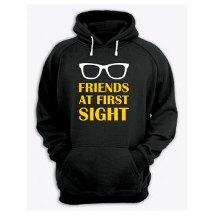 Парные толстовки для двоих с надписью Friends at first/худи для друзей с принтом
