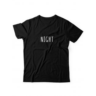 Смешные и оригинальные парные футболки для двоих влюблённых с принтом day & night