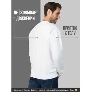 Свитшот на 23 февраля с прикольной надписью "Идеален" в подарок мужчине | Толстовка без капюшона
