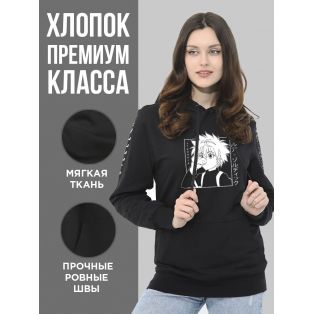 "Толстовки, свитшоты и худи Sharp&Shop" Черное худи Аниме толстовка с капюшоном кофта Amine хентай