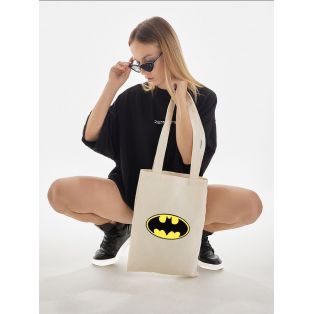 Сумка, шоппер с принтом и приколом Sharp&Shop Сумка шоппер бежевый с принтом Бэтмен Batman бетмен унисекс