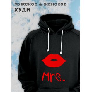 Парные толстовки, худи Sharp&Shop Парные худи женское белое с принтом mrs миссис губы для пары