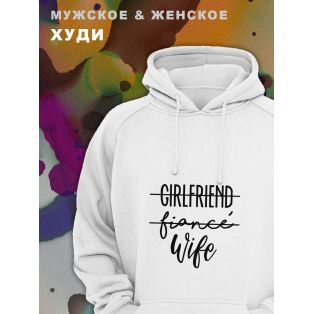 Парные толстовки, худи Sharp&Shop Парные худи женское с принтом girlfriend fiancé wife для пар