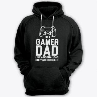 Толстовка с капюшоном для папы с надписью "I'm a gamer dad (like normal dad, only much cooler)"