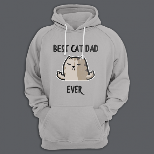 Толстовка с капюшоном с принтом "Best cat dad ever"