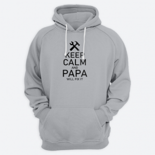 Толстовка с капюшоном для папы с принтом "Keep calm and papa will fix it"