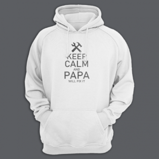 Толстовка с капюшоном для папы с принтом "Keep calm and papa will fix it"