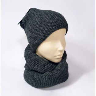 Классический комплект шапка и шарф (чёрный)