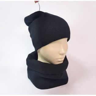 Комплект шапка и шарф зимний унисекс (чёрный)