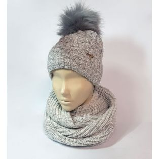 Комплект шапка и шарф (светло-серый)
