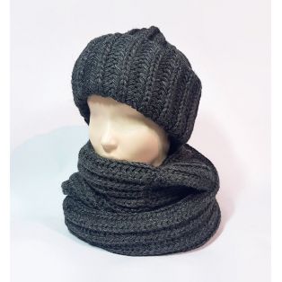 Комплект шапка и шарф унисекс чёрного цвета