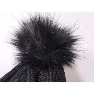 Женский комплект шапка, шарф и варежки (чёрный)