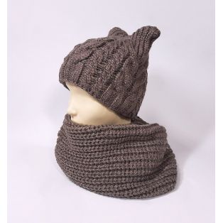 Комплект шапка и шарф женский (светло-коричневый)