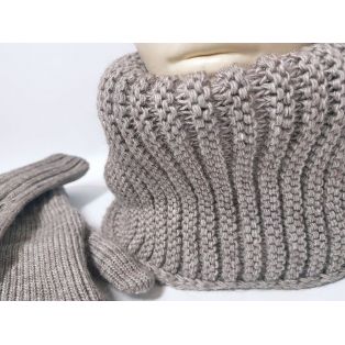 Женский комплект шапка, шарф и варежки (кофейный)