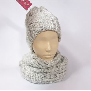 Комплект шапка и шарф зимний (светло-серый)