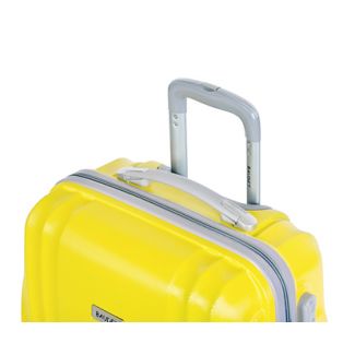 Пластиковый чемодан на четырех колесах ракушка, желтый