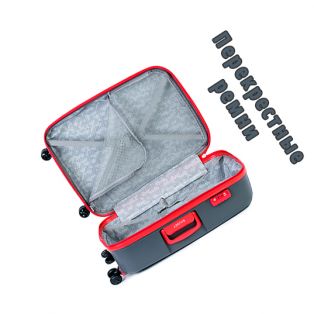 Пластиковый чемодан на четырех колесах гранитно-серый