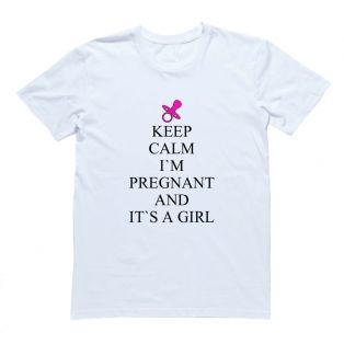 Футболка для беременных с надписью "Keep calm I`m pregnant and it`s a girl"