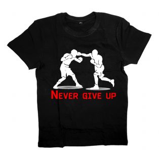 Футболка для боксеров с принтом и надписью "Never give up"