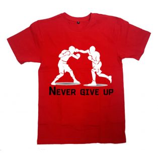 Футболка для боксеров с принтом и надписью "Never give up"
