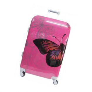 Пластиковый чемодан на четырех колесах Travel Car розовый