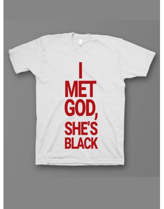 Мужская футболка с прикольным принтом "I met god she is"