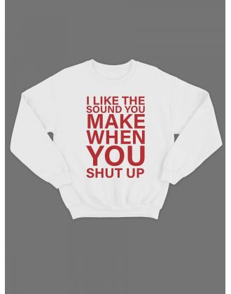 Мужской свитшот с принтом «I like the» / Модная толстовка без капюшона с прикольной надписью.