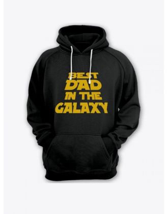 Прикольная мужская толстовка с капюшоном - худи с принтом "Best dad in the galaxy"