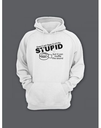 Прикольная мужская толстовка с капюшоном - худи с принтом "Even duct tape cant fix stupid"