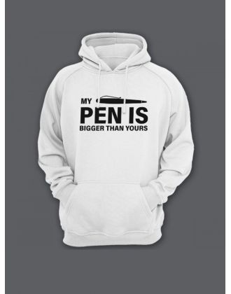 Прикольная мужская толстовка с капюшоном - худи с принтом "My pen is bigger than yours"