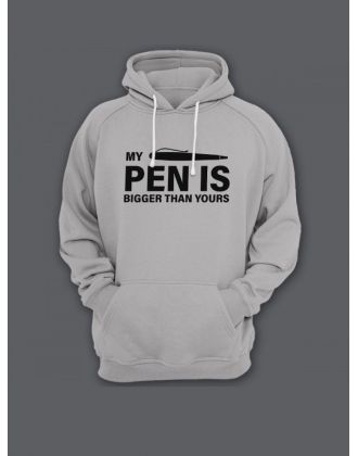 Прикольная мужская толстовка с капюшоном - худи с принтом "My pen is bigger than yours"