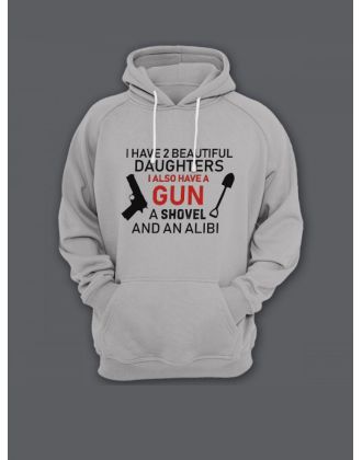 Прикольная мужская толстовка с капюшоном - худи с принтом "I have 2 beautiful daughters"