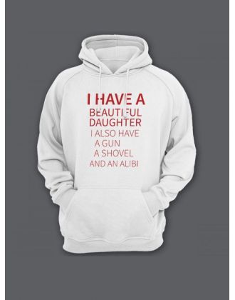 Прикольная мужская толстовка с капюшоном - худи с принтом "I have a beautiful daughter"