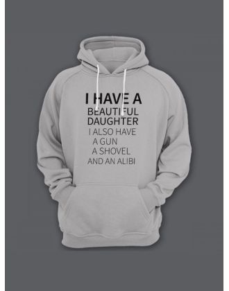 Прикольная мужская толстовка с капюшоном - худи с принтом "I have a beautiful daughter"