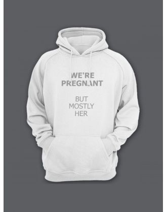 Прикольная мужская толстовка с капюшоном - худи с принтом "We are pregnant"