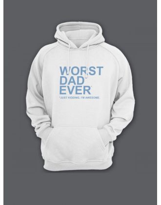 Прикольная мужская толстовка с капюшоном - худи с принтом "Worst dad ever"