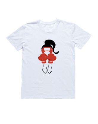 Женская футболка с прикольным принтом "Девушка-боксер"