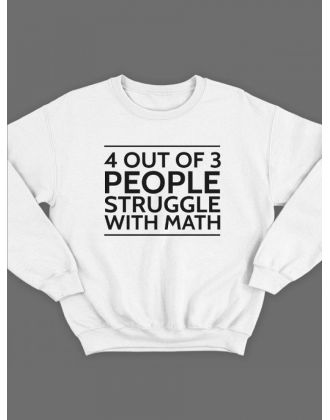 Мужской свитшот с принтом «4 out of 3» / Модная толстовка без капюшона с прикольной надписью.