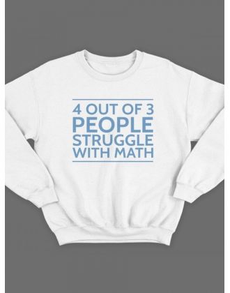 Мужской свитшот с принтом «4 out of 3» / Модная толстовка без капюшона с прикольной надписью.