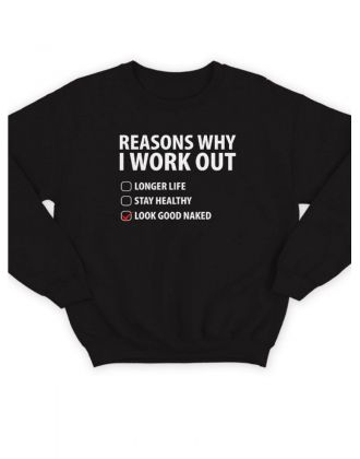 Мужской свитшот с принтом «Reasons why» / Модная толстовка без капюшона с прикольной надписью.