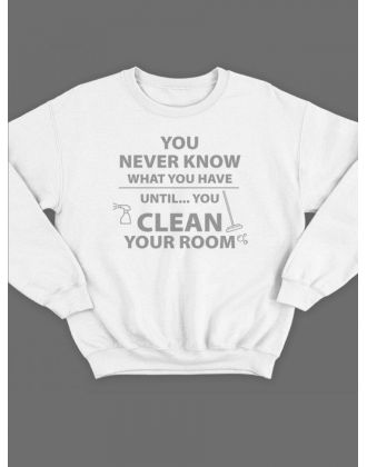 Модный свитшот - толстовка без капюшона с принтом "You never know what you have until"