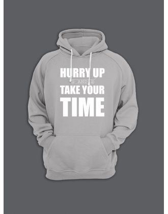 Толстовка женская с капюшоном с принтом Hurry up / Модные худи с прикольной надписью