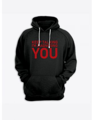 Толстовка женская с капюшоном с принтом Keep talking you / Модные худи с прикольной надписью