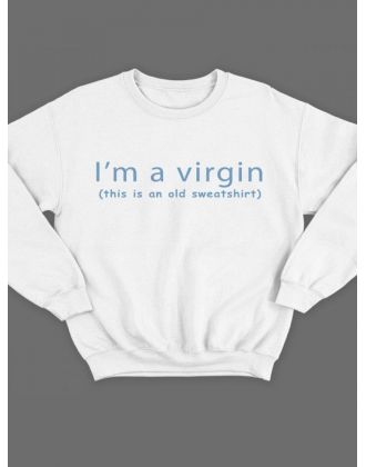 Крутая толстовка с оригинальной надписью I'm a virgin / Свитшот женский с принтом